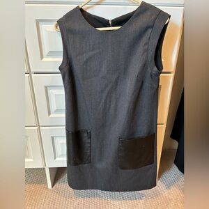 J. Crew Gray Wool Blend Shift Dress with Black Pockets